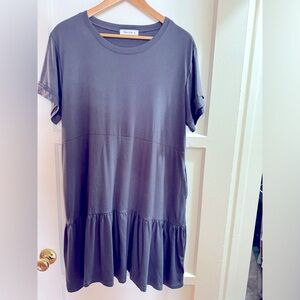 T shirt cotton  steel blue dress